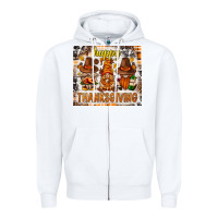 White Happy Thanksgiving gnomes Zipper Hoodie - NancyCooperArtShop