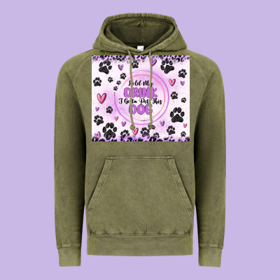 Hold My Drink I Gotta Pet This Dog Vintage Hoodie Designed By Maliassmallbusiness