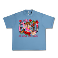 Pebble Blue with god all things are possible Urban Heavy Tee - NancyCooperArtShop