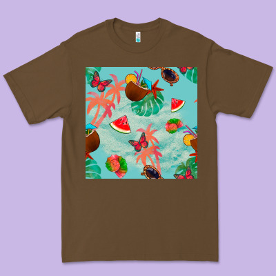 Summer Vibes Seamless Pattern Premium Tee Designed By Bundleandbundleshop