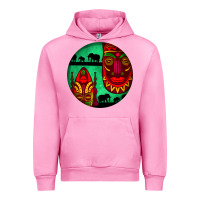 Fuchsia Pink african masks round earrings 3 Urban Hoodie - BundleAndBundleShop