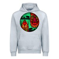 Heather Grey african masks round earrings 3 Urban Hoodie - BundleAndBundleShop