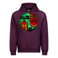 Mauve Wine african masks round earrings 3 Urban Hoodie - BundleAndBundleShop