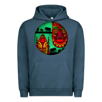 Pigment Midnight Navy african masks round earrings 3 Urban Hoodie - BundleAndBundleShop