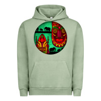 Pigment Oil Green african masks round earrings 3 Urban Hoodie - BundleAndBundleShop