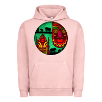 Pigment Salmon african masks round earrings 3 Urban Hoodie - BundleAndBundleShop