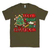Army Green rockin around the clasroom teacher Classic Tee - MaliasSmallBusiness