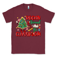 Burgundy rockin around the clasroom teacher Classic Tee - MaliasSmallBusiness