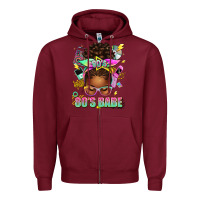 Burgundy 80's babe afro messy bun Zipper Hoodie - texasbilliewilder