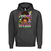 Charcoal Heather 80's babe afro messy bun Zipper Hoodie - texasbilliewilder