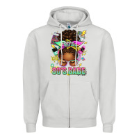 Dove Grey 80's babe afro messy bun Zipper Hoodie - texasbilliewilder