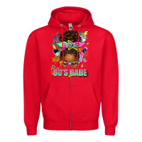 Red 80's babe afro messy bun Zipper Hoodie - texasbilliewilder