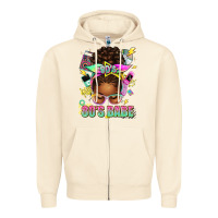 Sandshell 80's babe afro messy bun Zipper Hoodie - texasbilliewilder