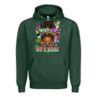 Sports Green 80's babe afro messy bun Zipper Hoodie - texasbilliewilder