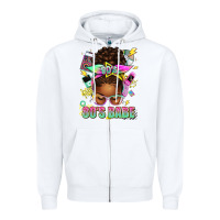 White 80's babe afro messy bun Zipper Hoodie - texasbilliewilder