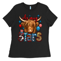 Black oh my stars 4th of july shaggy cow Ladies Tee - Jasminsmagicworld