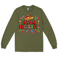 Army Green viva mexico Long Sleeve Tee - LillyAllenDesigns