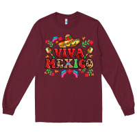 Burgundy viva mexico Long Sleeve Tee - LillyAllenDesigns