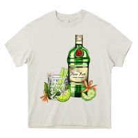Cream gin tonic bottle and cocktail Heavy Core Tee - AdoDesignShop