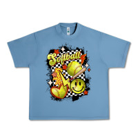 Pebble Blue vintage softball Urban Heavy Tee - MaliasSmallBusiness