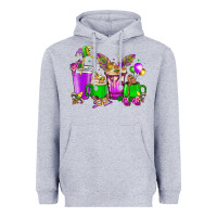 Heather Grey Mardi Gras coffee cups Heavyweight Hoodie - HowdyJamesFarm