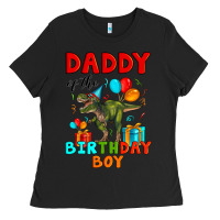 Black daddy of the birthday boy t rex Ladies Tee - Artiststas