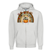 Dove Grey Fall rainbow pumpkin Zipper Hoodie - NancyCooperArtShop