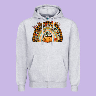 Fall Rainbow Pumpkin Zipper Hoodie Designed By Nancycooperartshop