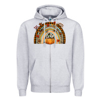 Heather Grey Fall rainbow pumpkin Zipper Hoodie - NancyCooperArtShop