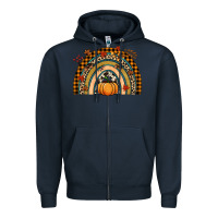 Navy Fall rainbow pumpkin Zipper Hoodie - NancyCooperArtShop