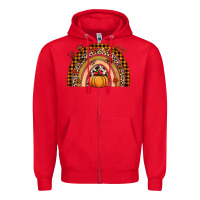 Red Fall rainbow pumpkin Zipper Hoodie - NancyCooperArtShop
