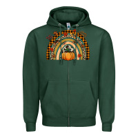 Sports Green Fall rainbow pumpkin Zipper Hoodie - NancyCooperArtShop