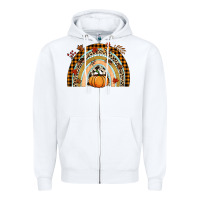 White Fall rainbow pumpkin Zipper Hoodie - NancyCooperArtShop