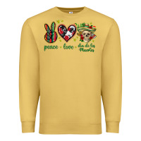 Antique Gold Peace love dia de los muertos Mexico Premium Sweatshirt - HowdyJamesFarm