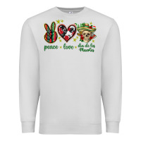 Dove Grey Peace love dia de los muertos Mexico Premium Sweatshirt - HowdyJamesFarm