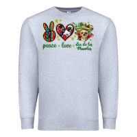 Heather Grey Peace love dia de los muertos Mexico Premium Sweatshirt - HowdyJamesFarm