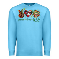 Ocean Blue Peace love dia de los muertos Mexico Premium Sweatshirt - HowdyJamesFarm