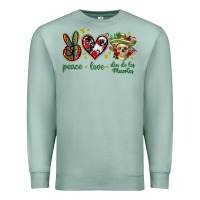Seafoam Peace love dia de los muertos Mexico Premium Sweatshirt - HowdyJamesFarm