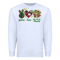 White Peace love dia de los muertos Mexico Premium Sweatshirt - HowdyJamesFarm