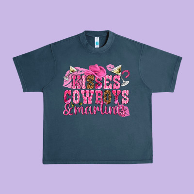 Kisses Cowboys Martinis Urban Heavy Tee Designed By Nancycooperartshop