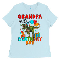 Baby Blue grandpa of the birthday boy t rex Ladies Tee - Artiststas
