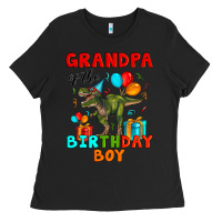 Black grandpa of the birthday boy t rex Ladies Tee - Artiststas