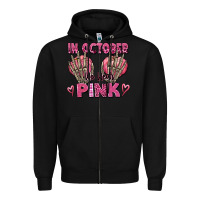 Black in october we wear pink skeleton Zipper Hoodie - texasbilliewilder