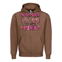Chestnut in october we wear pink skeleton Zipper Hoodie - texasbilliewilder