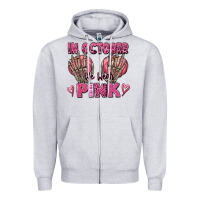 Heather Grey in october we wear pink skeleton Zipper Hoodie - texasbilliewilder