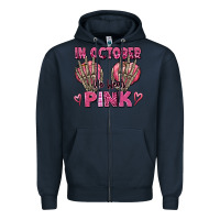 Navy in october we wear pink skeleton Zipper Hoodie - texasbilliewilder