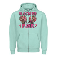 Seafoam in october we wear pink skeleton Zipper Hoodie - texasbilliewilder