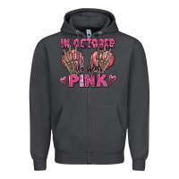 Smoke in october we wear pink skeleton Zipper Hoodie - texasbilliewilder
