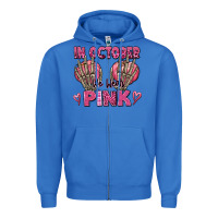 True Royal in october we wear pink skeleton Zipper Hoodie - texasbilliewilder