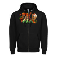 Black Fall vibes pumpkins Zipper Hoodie - NancyCooperArtShop